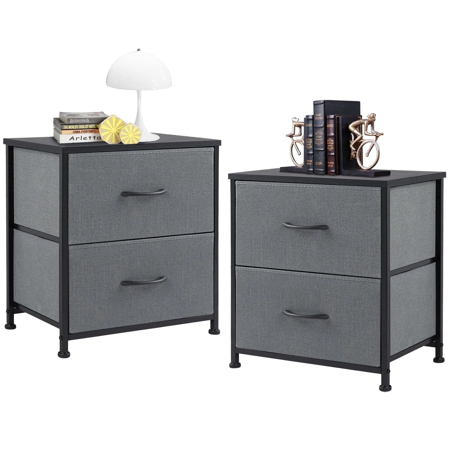 CONCETTA 2-Drawer Dresser Set of 2, Fabric Storage Nightstand for Bedroom, Living Room
