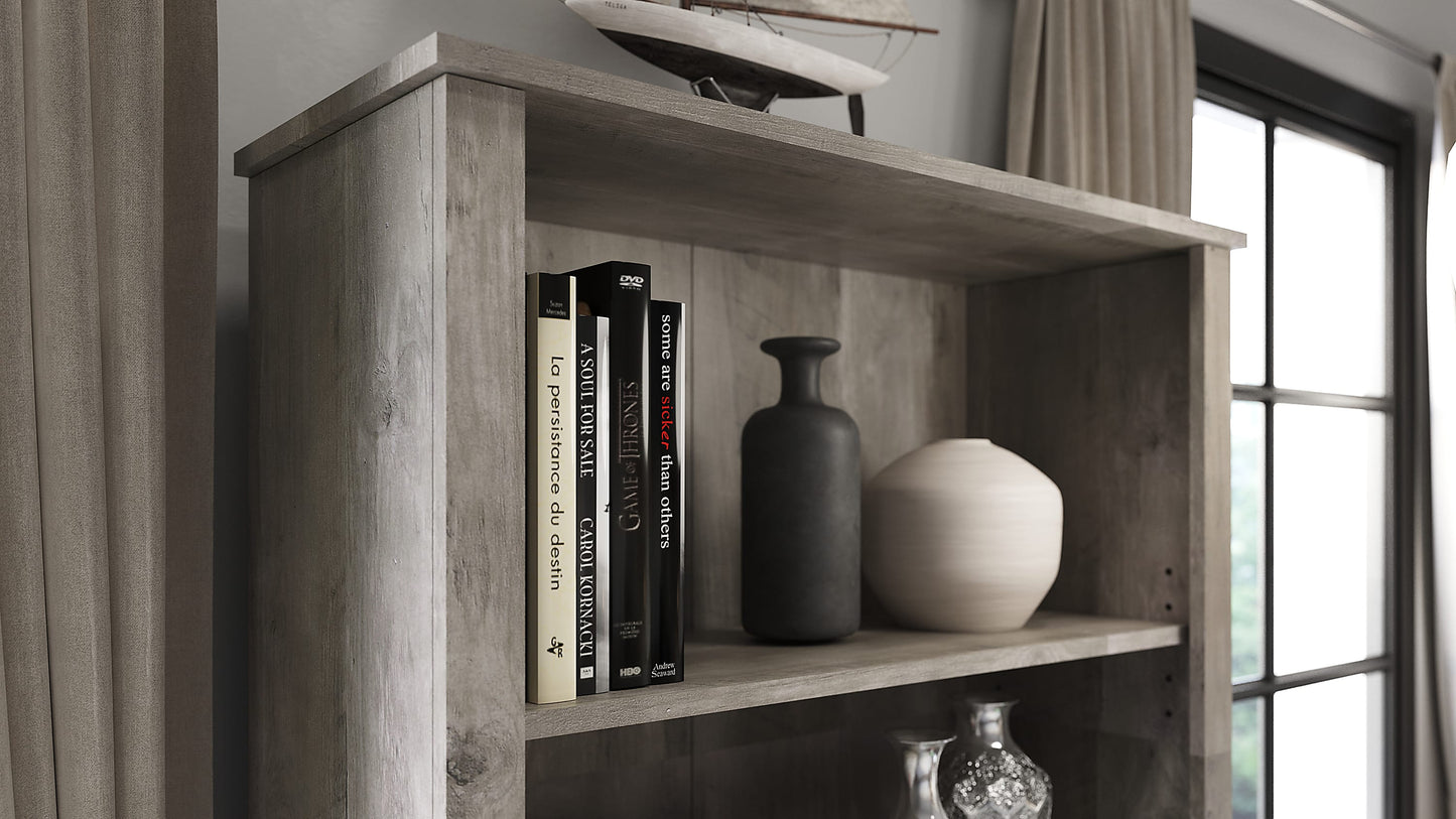 Realspace® Peakwood 71"H 5-Shelf Bookcase, Smoky Brown