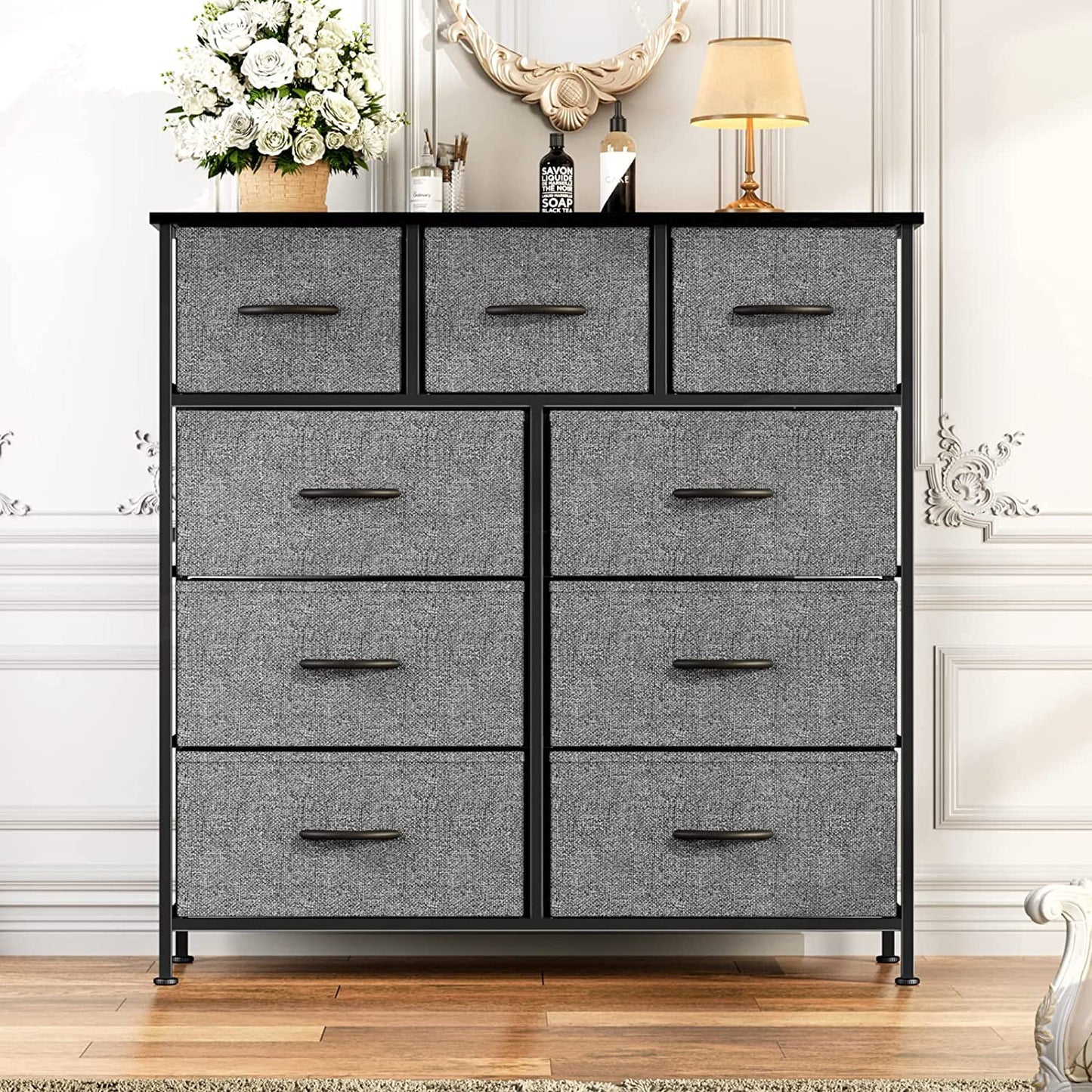 ZUNMOS Fabric Dresser for Bedroom 9 Drawer