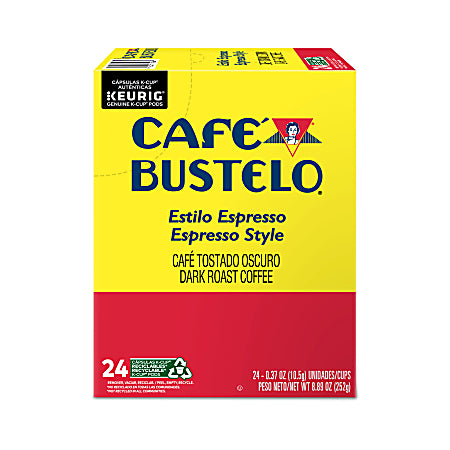 Cafe Bustelo Keurig Caf Bustelo Single Serve Pods, Espresso Roast, Classic, Box Of 24 Pods, Case Of 4 Boxes