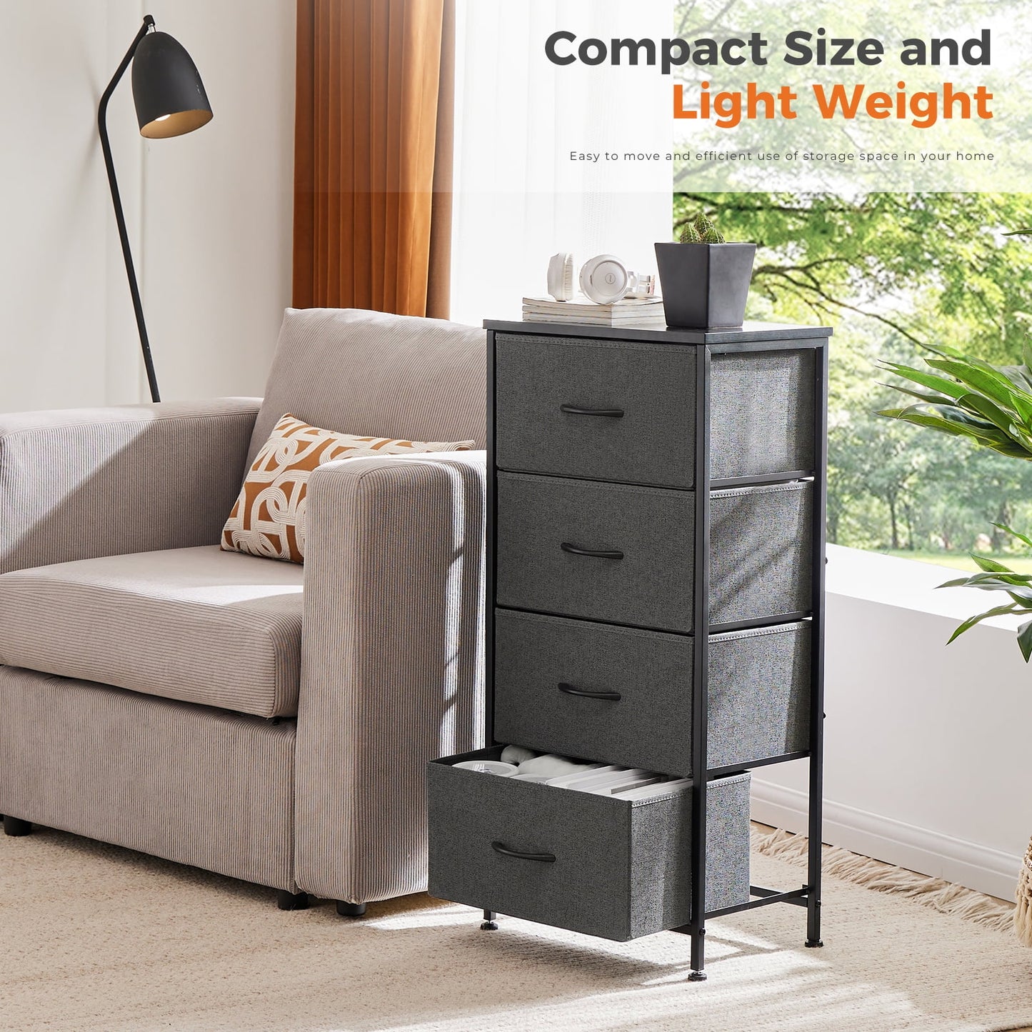 CONCETTA 2-Drawer Dresser Set of 2, Fabric Storage Nightstand for Bedroom, Living Room