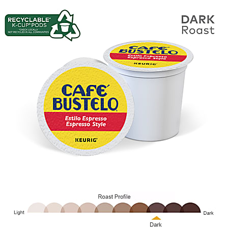 Cafe Bustelo Keurig Caf Bustelo Single Serve Pods, Espresso Roast, Classic, Box Of 24 Pods, Case Of 4 Boxes