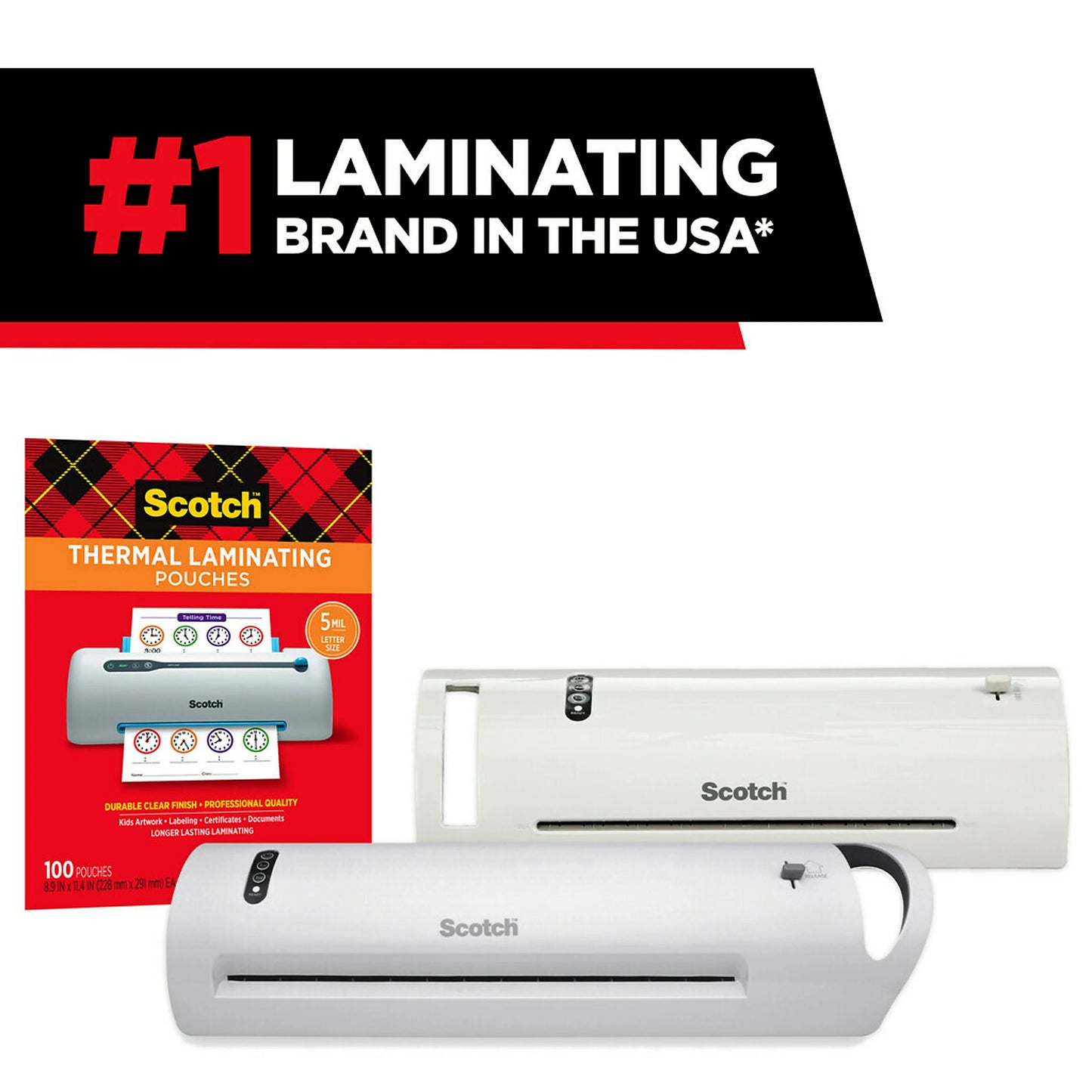 Scotch® Thermal Laminator TL1302XVP, 13" Width, 5 mil Thickness, 1 Thermal Laminator with 20 Letter Size Pouches