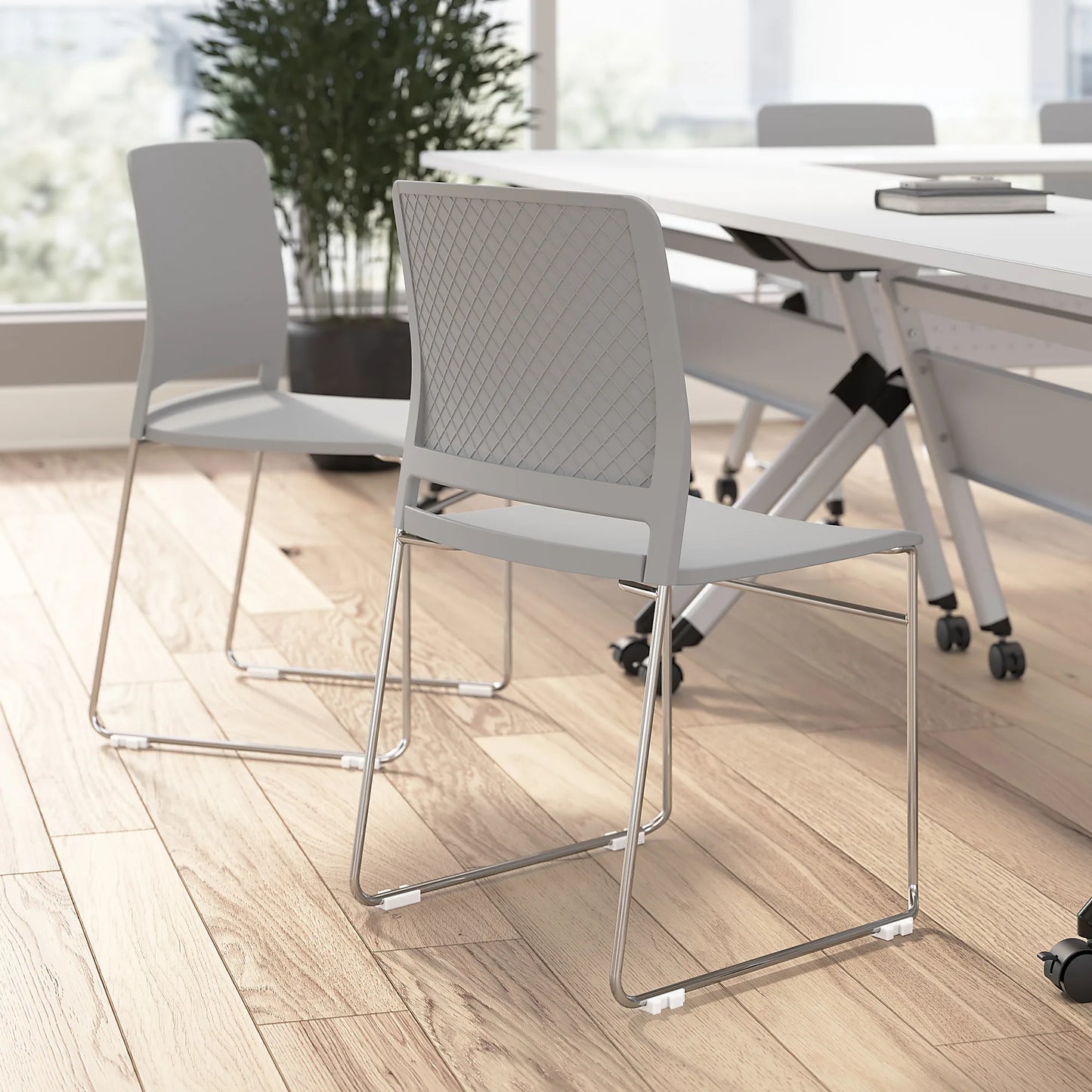 Bush Business Furniture Envision Plasstic Stackable Guest Chairs - Set of 2, Gray, Standard Delivery