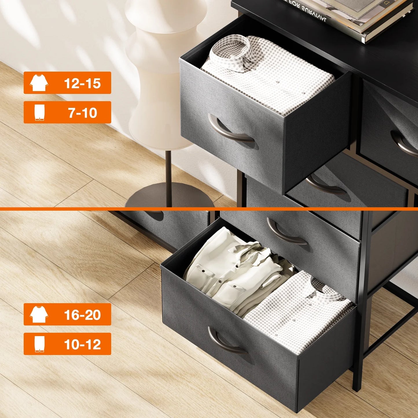 ZUNMOS Fabric Dresser for Bedroom 9 Drawer