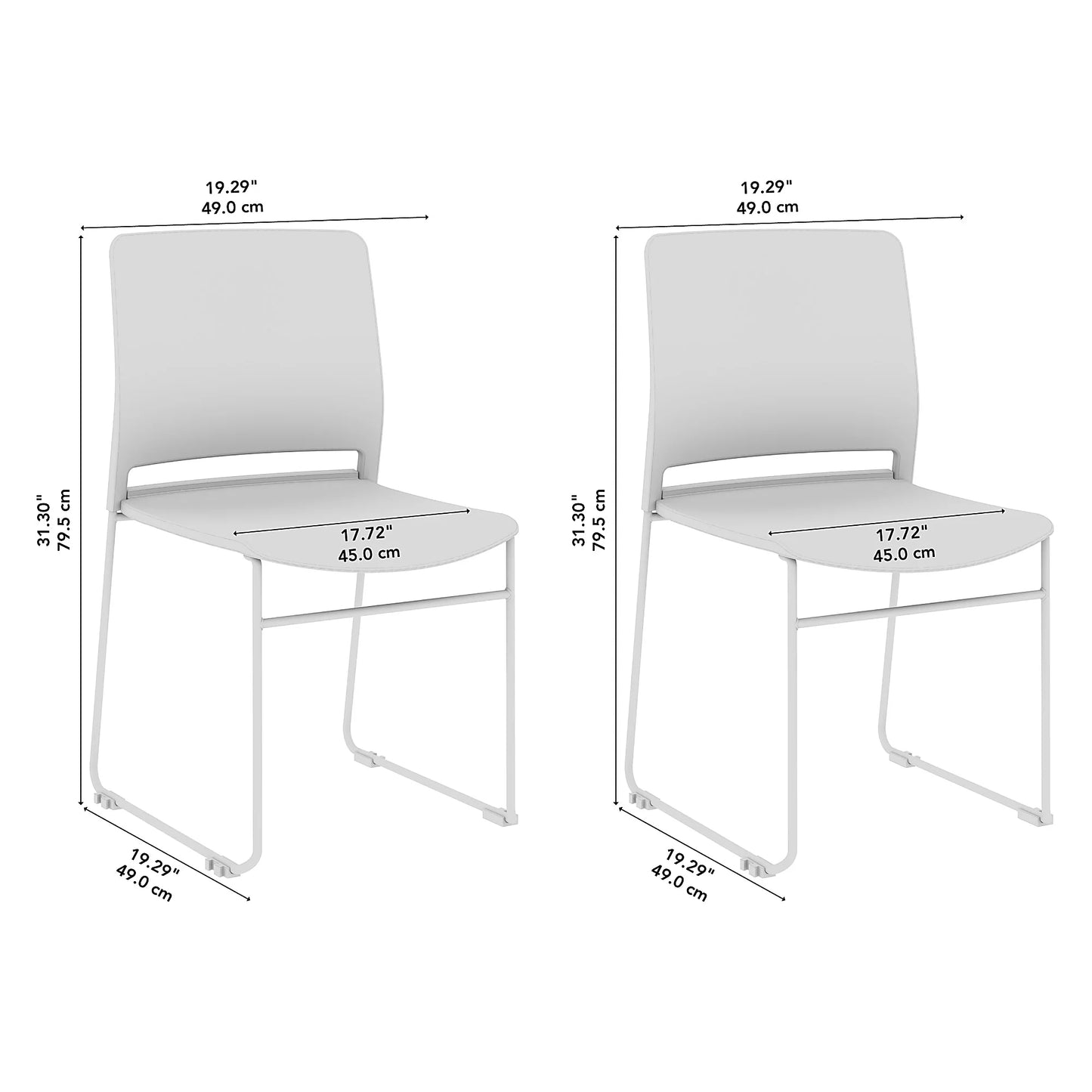 Bush Business Furniture Envision Plasstic Stackable Guest Chairs - Set of 2, Gray, Standard Delivery