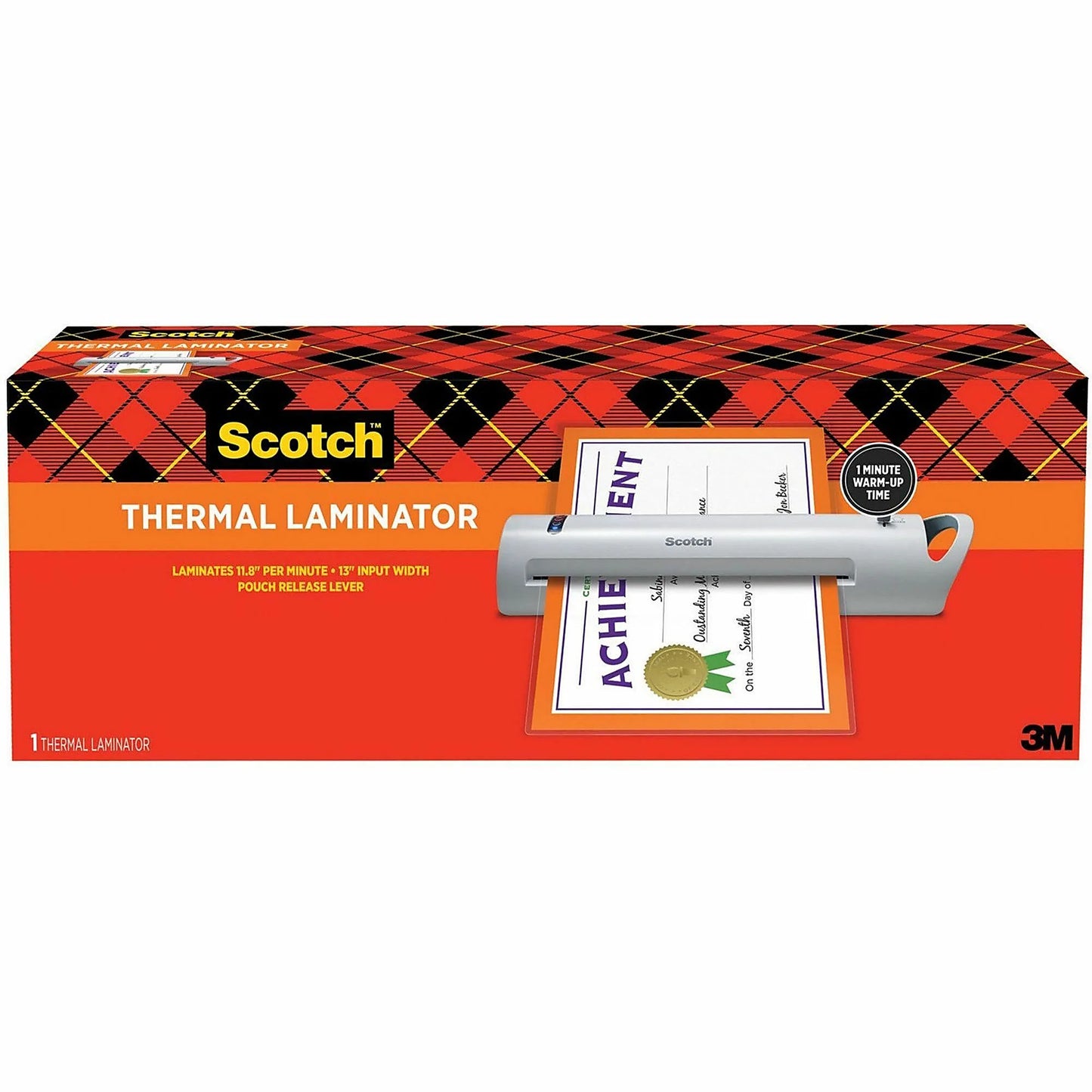 Scotch® Thermal Laminator TL1302XVP, 13" Width, 5 mil Thickness, 1 Thermal Laminator with 20 Letter Size Pouches