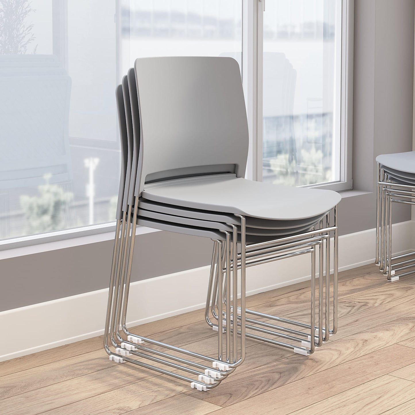 Bush Business Furniture Envision Plasstic Stackable Guest Chairs - Set of 2, Gray, Standard Delivery