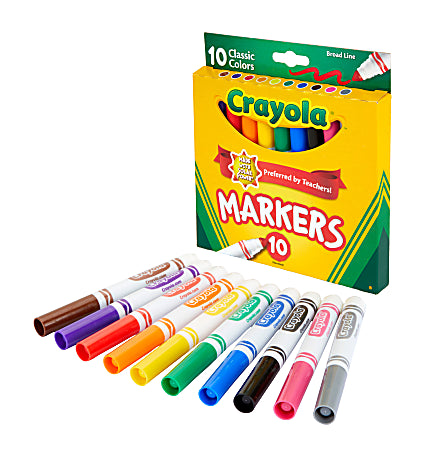 Crayola® Broad Line Markers, Assorted Classic Colors, Box Of 10