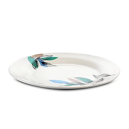 Gibson Home Vineyard Blue 12-Piece Round Fine Ceramic Dinnerware Set, White