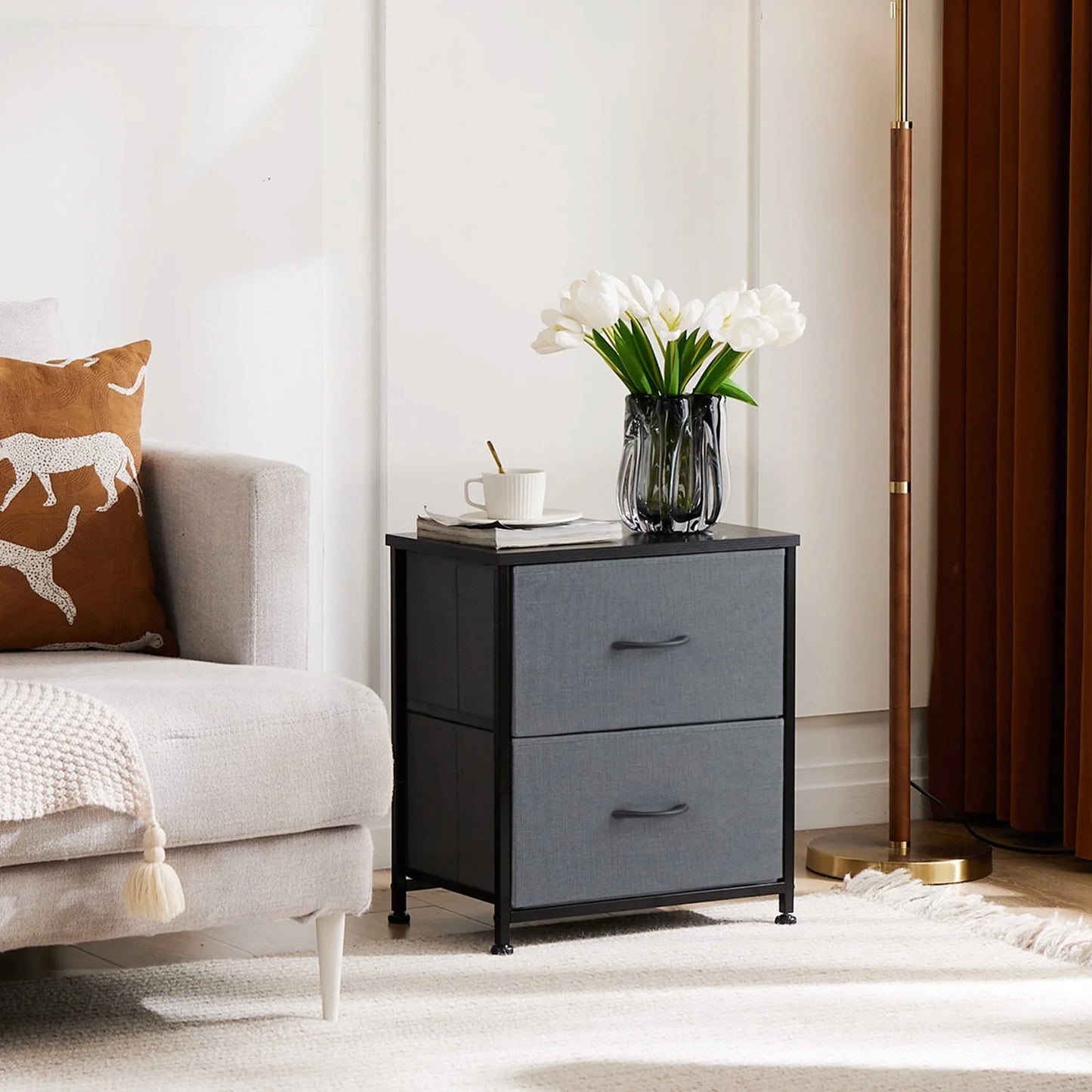 CONCETTA 2-Drawer Dresser Set of 2, Fabric Storage Nightstand for Bedroom, Living Room