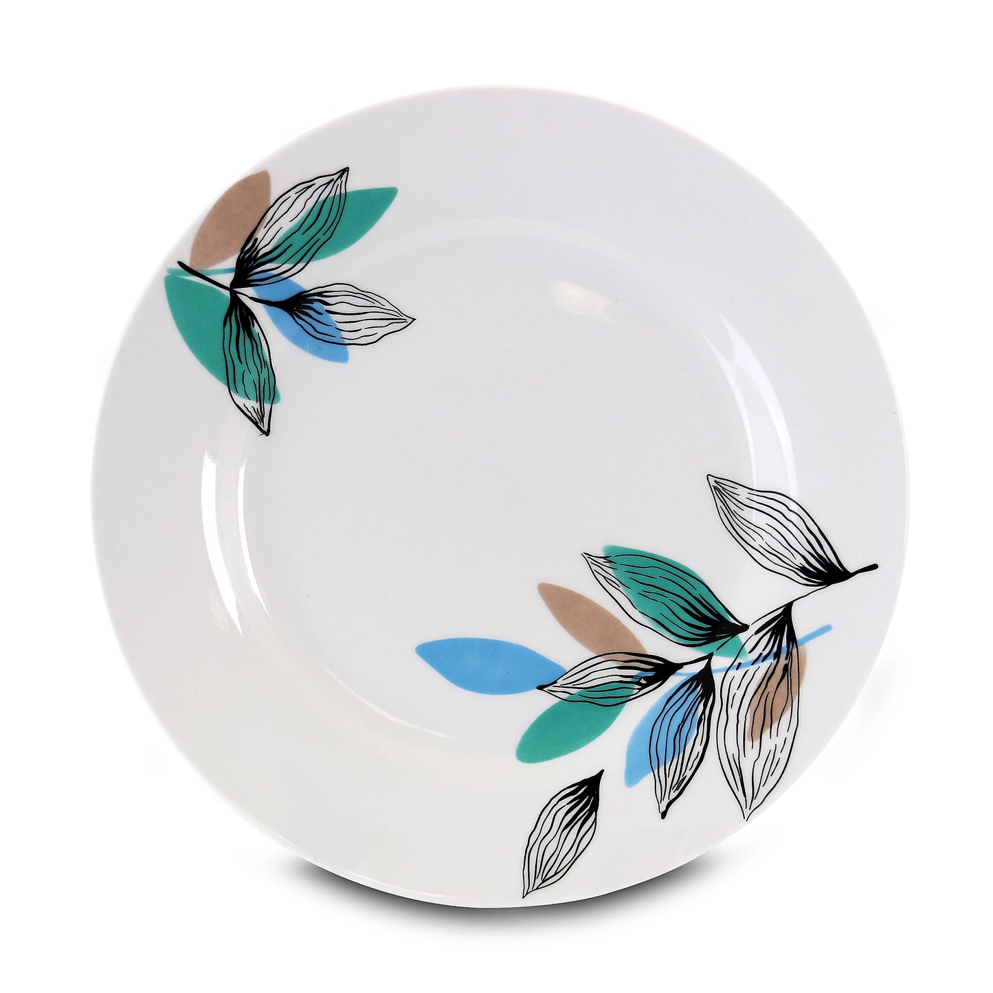 Gibson Home Vineyard Blue 12-Piece Round Fine Ceramic Dinnerware Set, White