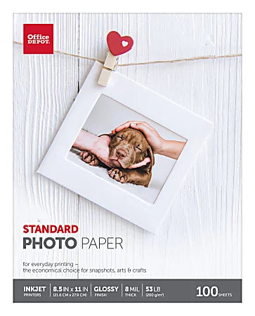 Office Depot® Brand Standard Photo Paper, Glossy, 4" x 6", White, Pack Of 100 Sheets